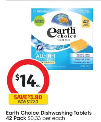 Earth Choice Dishwashing Tablets 42 Pack