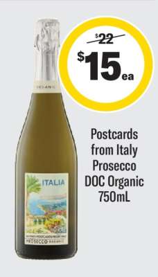 Postcards from Italy Prosecco DOC Organic 750mL
