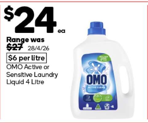 OMO Active or Sensitive Laundry Liquid 4 Litre