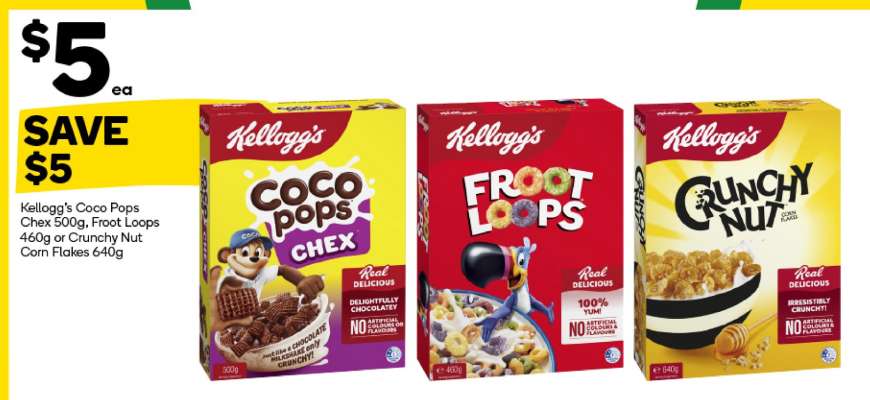 Kellogg's Coco Pops Chex 500g, Froot Loops 460g or Crunchy Nut Corn Flakes 640g