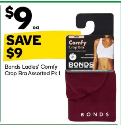 Bonds Ladies’ Comfy Crop Bra Assorted Pk 1