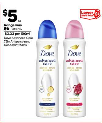 Dove Advanced Care 72hr Antiperspirant Deodorant 150ml