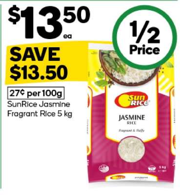 SunRice Jasmine Fragrant Rice 5 kg