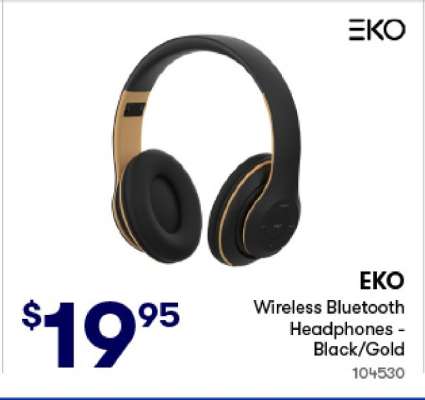 EKO Wireless Bluetooth Headphones - Black/Gold