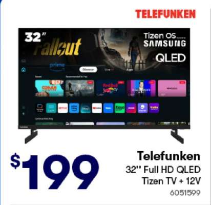 Telefunken 32" Full HD QLED Tizen TV + 12V