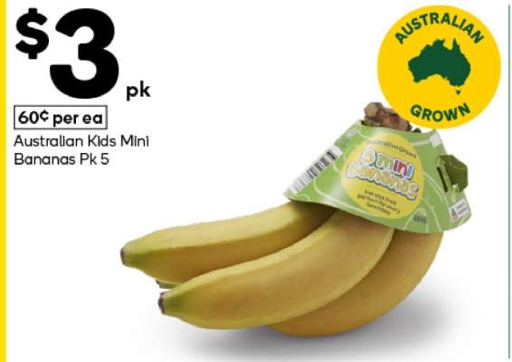Australian Kids Mini Bananas Pk 5