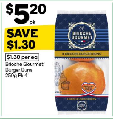 Brioche Gourmet Burger Buns 250g Pk 4