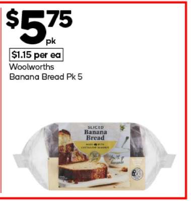 Woolworths Banana Bread Pk 5