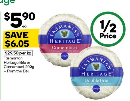 Tasmanian Heritage Brie or Camembert 200g