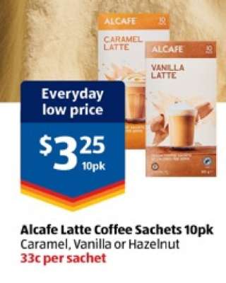 Alcafe Latte Coffee Sachets 10pk