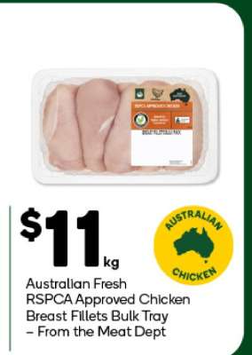 Australian Fresh RSPCA Approved Chicken Breast Fillets Bulk Tray