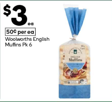Woolworths English Muffins Pk 6