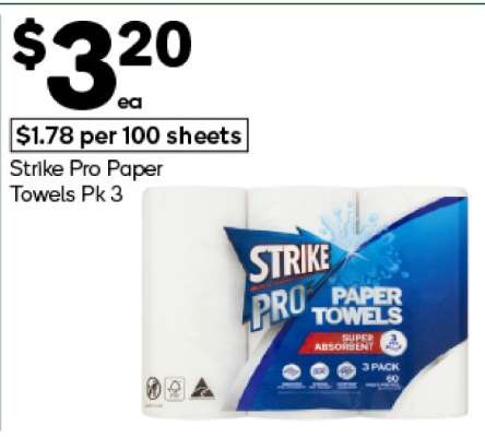 Strike Pro Paper Towels Pk 3