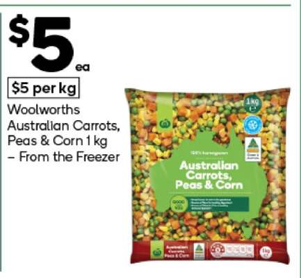 Woolworths Australian Carrots, Peas & Corn 1kg