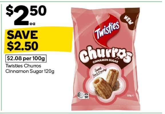 Twisties Churros Cinnamon Sugar 120g
