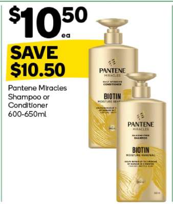 Pantene Miracles Shampoo or Conditioner 600-650ml