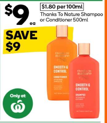 Thanks To Nature Shampoo or Conditioner 500ml