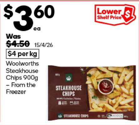 Woolworths Steakhouse Chips 900g