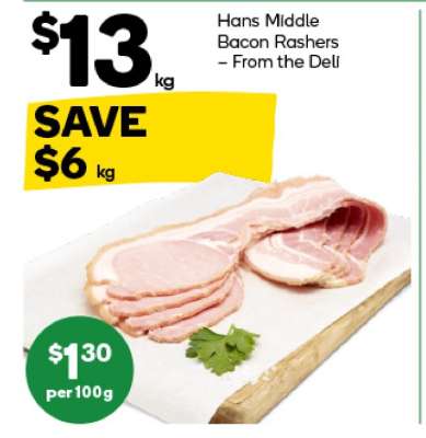 Hans Middle Bacon Rashers – From the Deli