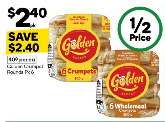Golden Crumpet Rounds Pk 6