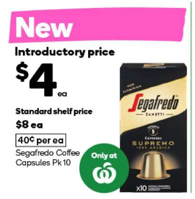 Segafredo Coffee Capsules Pk 10
