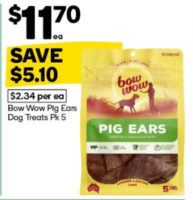 Bow Wow Pig Ears Dog Treats Pk 5