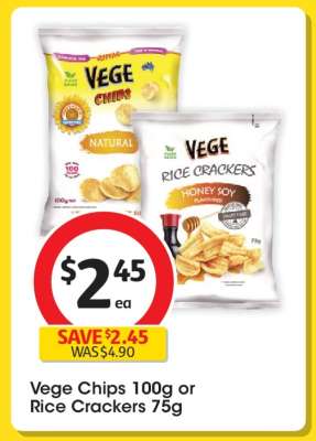 Vege Chips 100g or Rice Crackers 75g