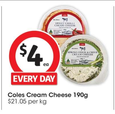 Coles Cream Cheese 190g