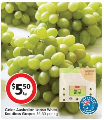 Coles Australian Loose White Seedless Grapes