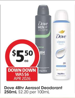 Dove 48hr Aerosol Deodorant 250mL