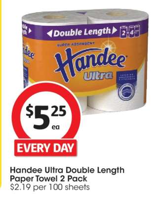 Handee Ultra Double Length Paper Towel 2 Pack