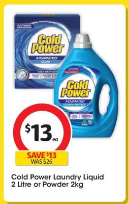 Cold Power Laundry Liquid 2 Litre or Powder 2kg