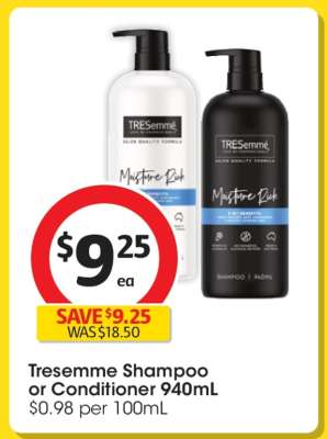 Tresemmé Shampoo or Conditioner 940mL