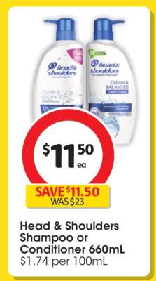 Head & Shoulders Shampoo or Conditioner 660mL