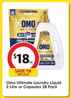 Omo Ultimate Laundry Liquid 2 Litre or Capsules 28 Pack