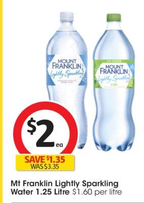 Mt Franklin Lightly Sparkling Water 1.25 Litre