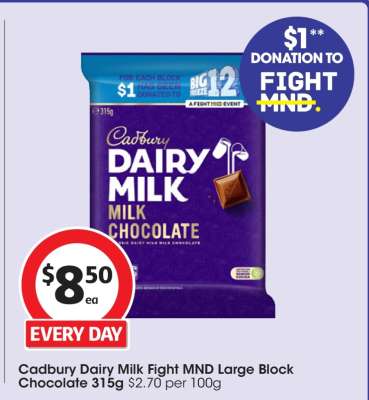 Cadbury Dairy Milk Fight MND Large Block Chocolate 315g