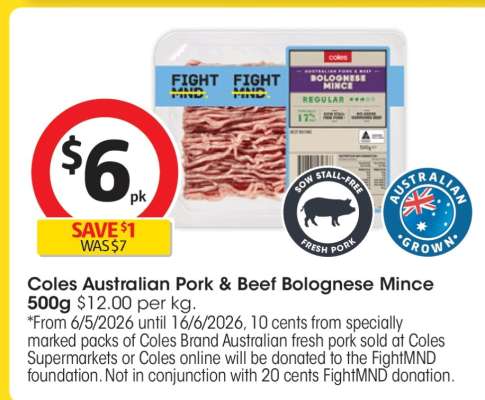 Coles Australian Pork & Beef Bolognese Mince