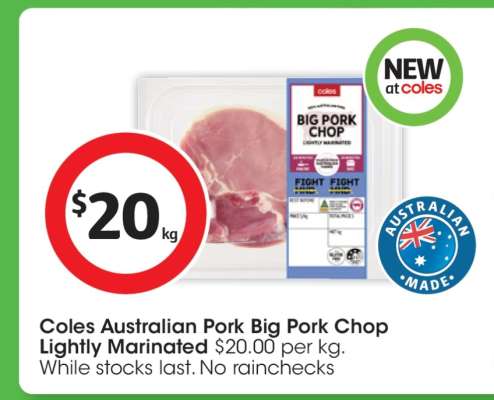 Coles Australian Pork Big Pork Chop Lightly Marinated