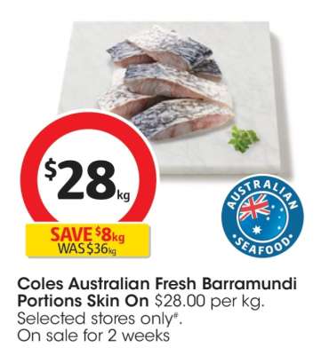 Coles Australian Fresh Barramundi Portions Skin On