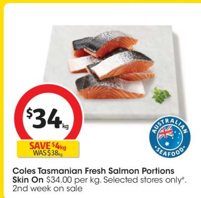 Coles Tasmanian Fresh Salmon Portions Skin On