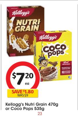 Kellogg's Nutri Grain 470g or Coco Pops 535g