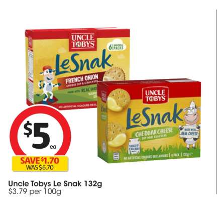 Uncle Tobys Le Snak 132g
