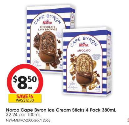 Norco Cape Byron Ice Cream Sticks 4 Pack 380mL