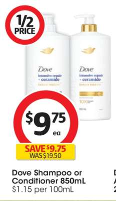 Dove Shampoo or Conditioner 850mL