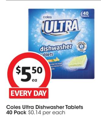 Coles Ultra Dishwasher Tablets 40 Pack
