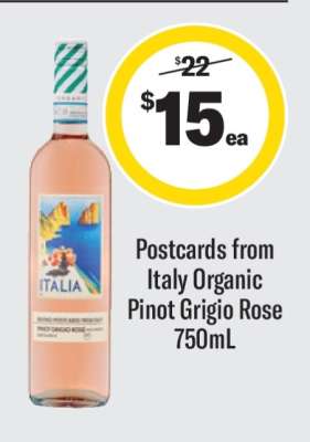 Postcards from Italy Organic Pinot Grigio Rose