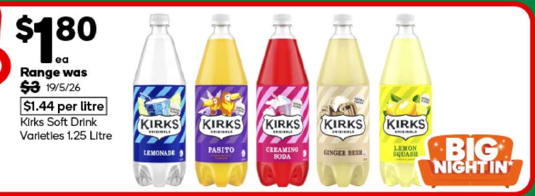 Kirks Soft Drink Varieties 1.25 Litre