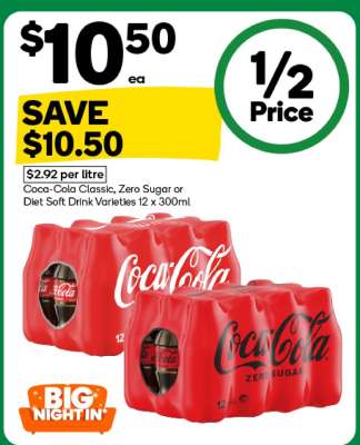 Coca-Cola Classic, Zero Sugar or Diet Soft Drink Varieties 12 x 300ml