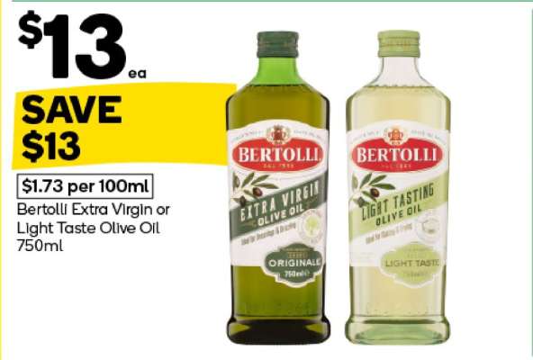 Bertolli Extra Virgin or Light Taste Olive Oil 750ml